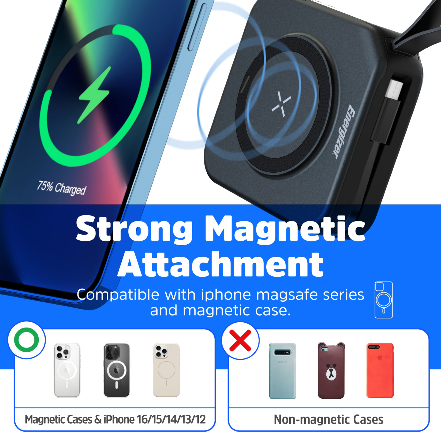 Повербанк з бездротовою зарядкою ENERGIZER QM10001AC Li-Pol PD 20W 10000mAh