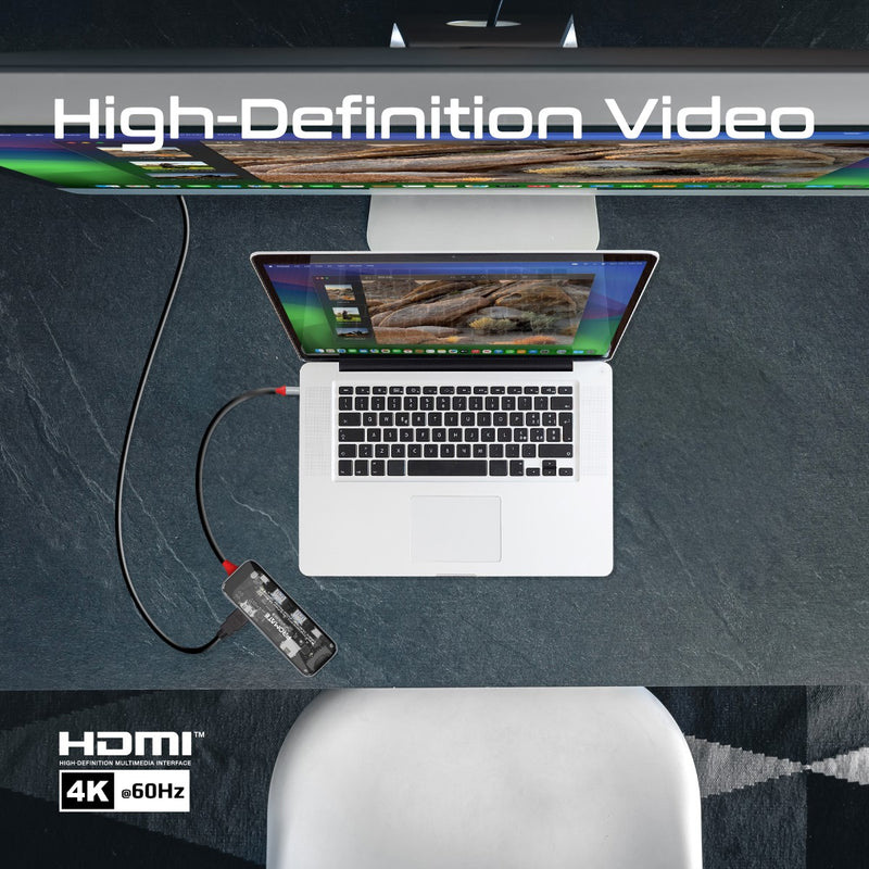 Порт-реплікатор PROMATE TransHub-Mini 8-in 1 Transparent Ultra-Fast Multiport USB-C Hub with PD100W
