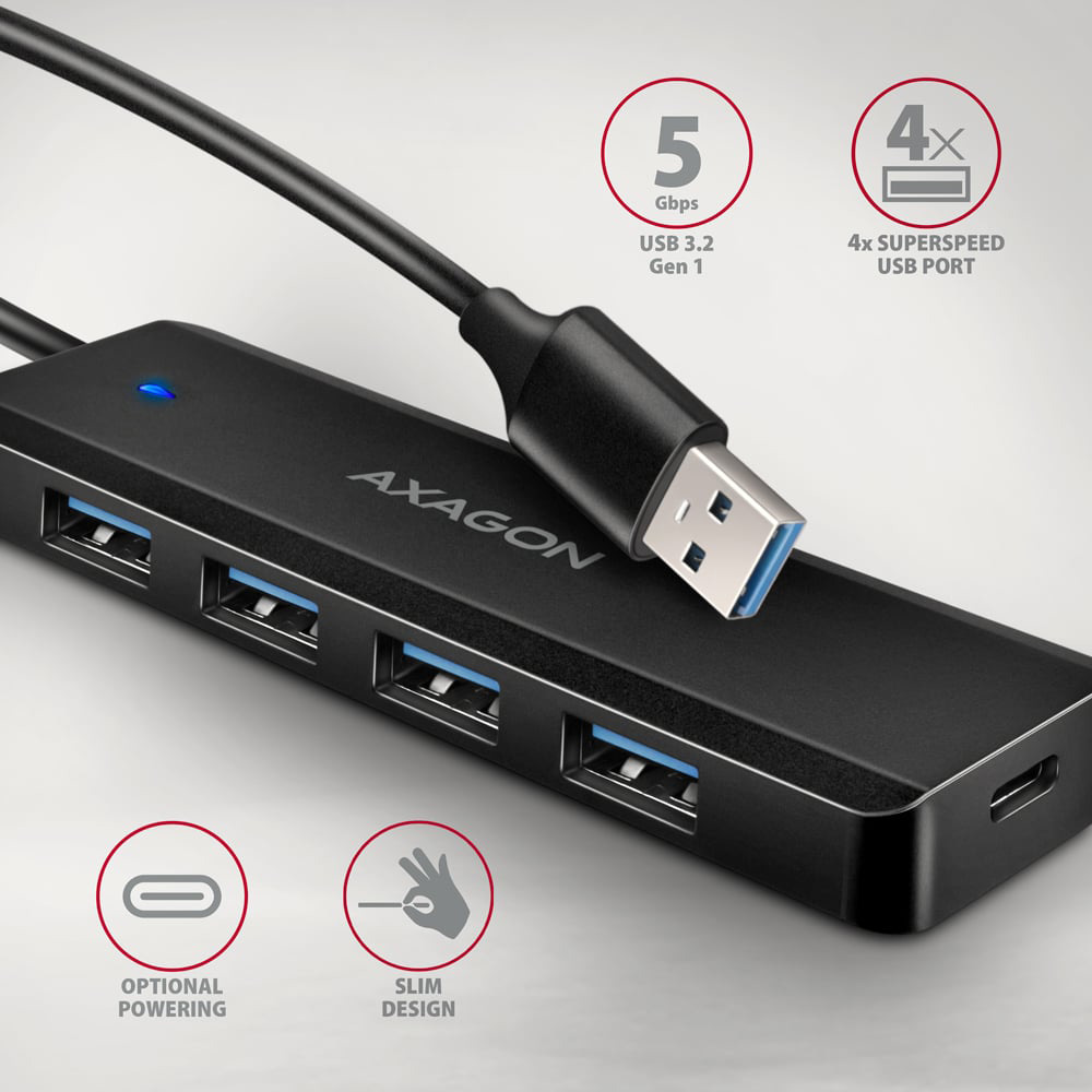 USB-хаб AXAGON 4-Port SuperSpeed USB-A Travel Hub
