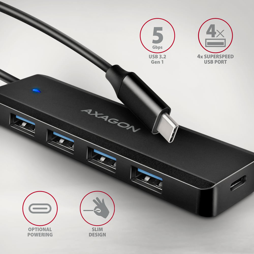 USB-хаб AXAGON 4-Port SuperSpeed USB-C Travel Hub