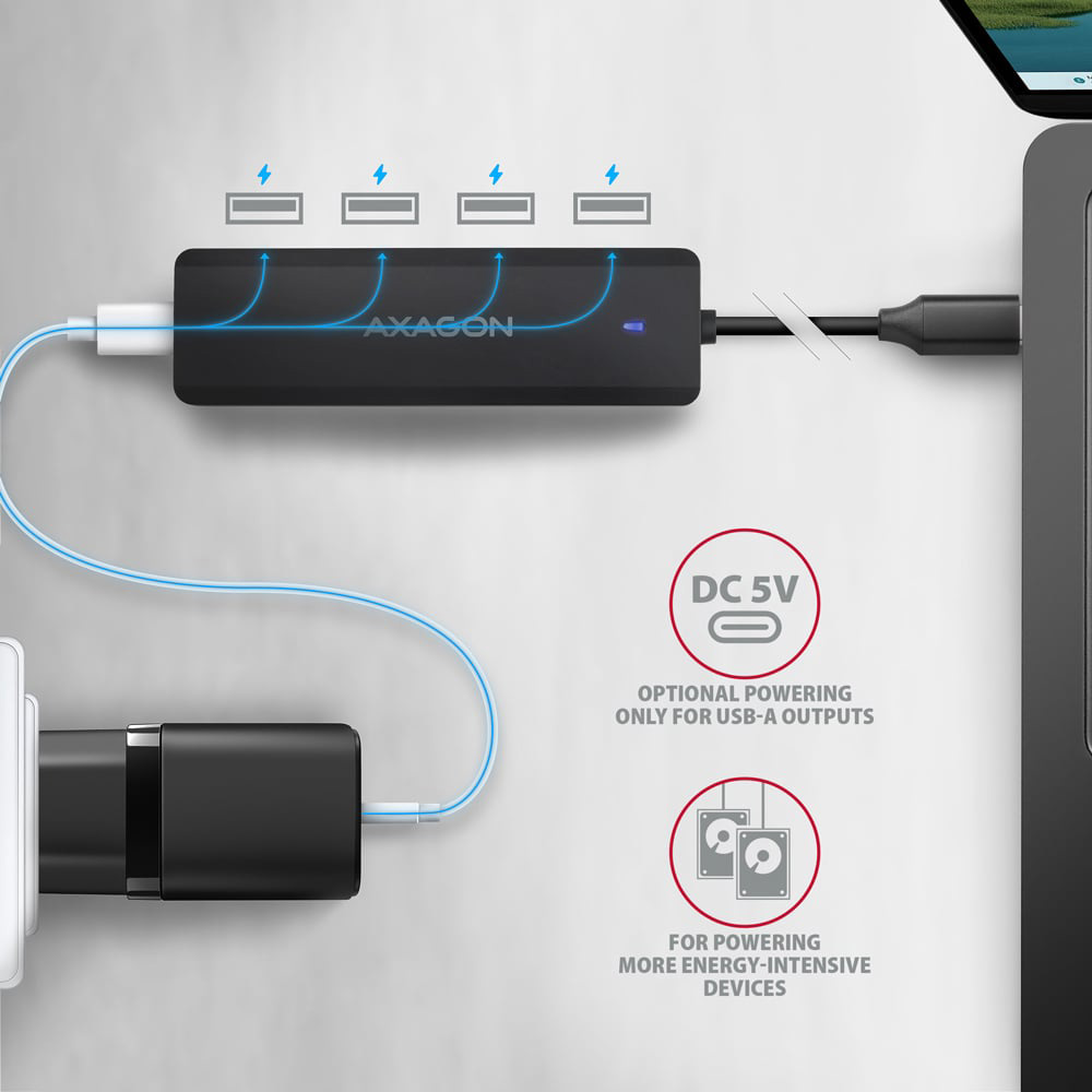 USB-хаб AXAGON 4-Port SuperSpeed USB-C Travel Hub