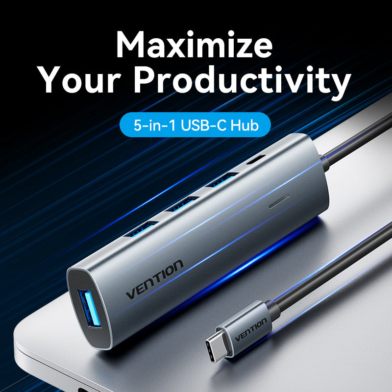 USB-хаб VENTION 5-in-1 USB-C to 4xUSB3.0, USB-C Power (TGZHB)