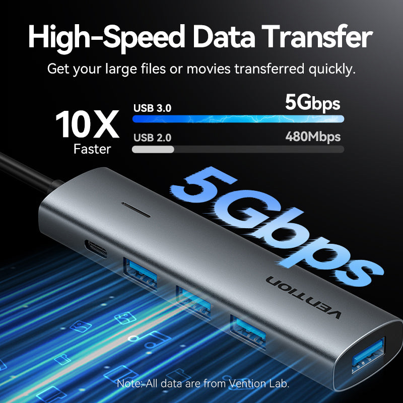 USB-хаб VENTION 5-in-1 USB-C to 4xUSB3.0, USB-C Power (TGZHB)