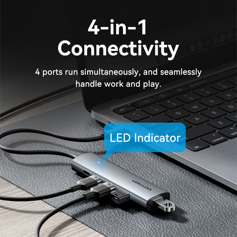 USB-хаб VENTION 5-in-1 USB-C to 4xUSB3.0, USB-C Power (TGZHB)