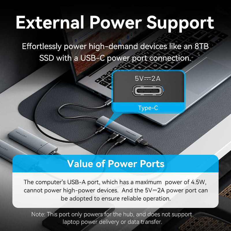 USB-хаб VENTION 5-in-1 USB-C to 4xUSB3.0, USB-C Power (TGZHB)