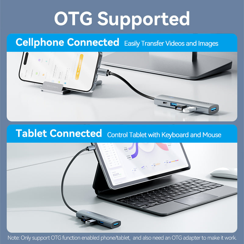 USB-хаб VENTION 5-in-1 USB-C to 4xUSB3.0, USB-C Power (TGZHB)