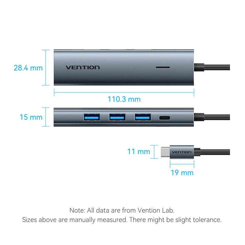 USB-хаб VENTION 5-in-1 USB-C to 4xUSB3.0, USB-C Power (TGZHB)