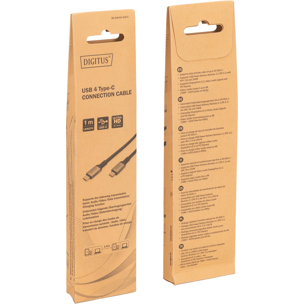 Кабель DIGITUS USB4 CM/CM 1м Black (DB-300443-010-S)