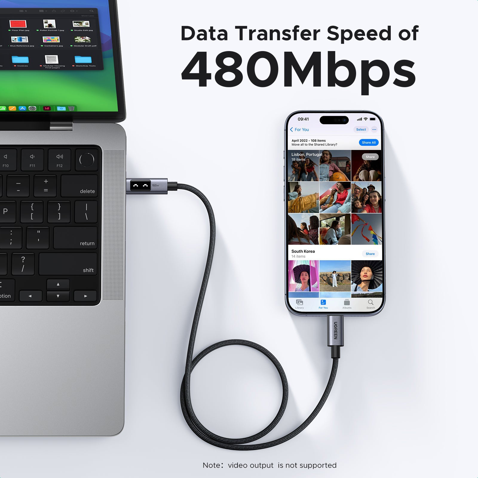 Кабель UGREEN L509 Uno USB-C to USB-C 100W 2м (35512)