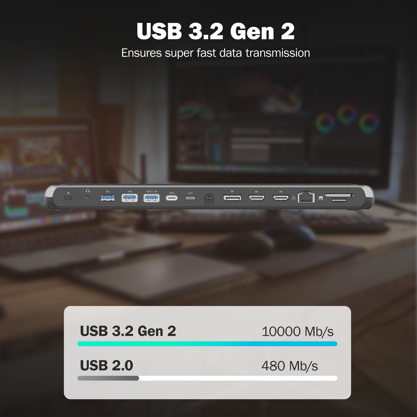Порт-реплікатор DIGITUS USB-C 12-Port 8K Docking Station (DA-70919)