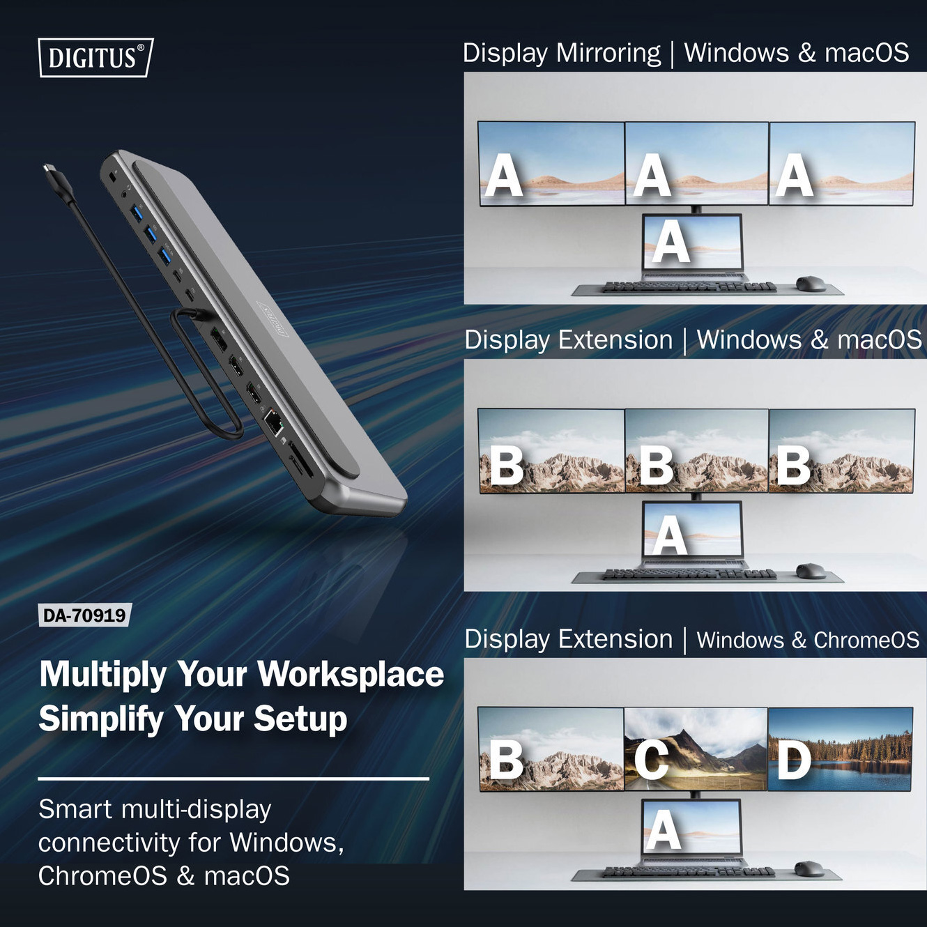 Порт-реплікатор DIGITUS USB-C 12-Port 8K Docking Station (DA-70919)