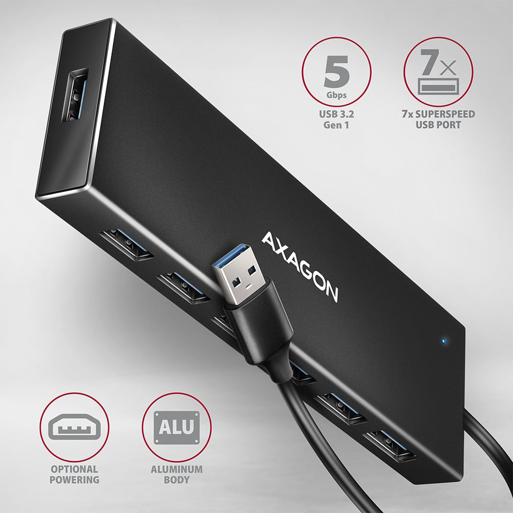 USB-хаб AXAGON 7-Port SuperSpeed USB-A Flat Hub