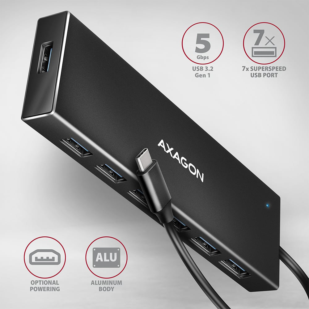 USB-хаб AXAGON 7-Port SuperSpeed USB-C Flat Hub