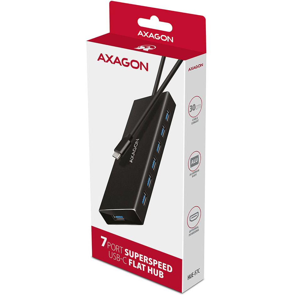 USB-хаб AXAGON 7-Port SuperSpeed USB-C Flat Hub
