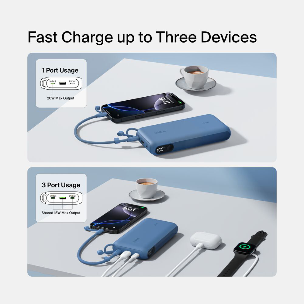 Повербанк BELKIN BoostCharge Power Bank 20K with Display 20W 20000mAh Blue (BPB028HQBL)