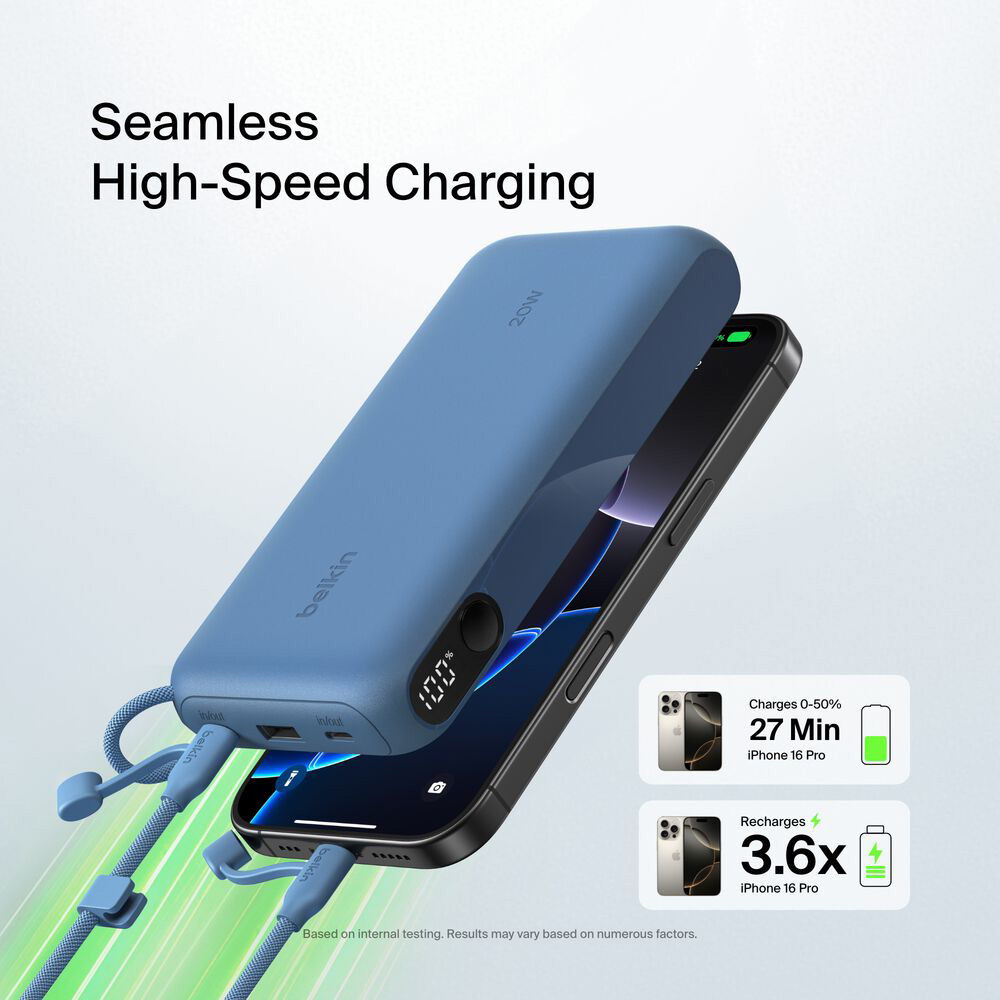 Повербанк BELKIN BoostCharge Power Bank 20K with Display 20W 20000mAh Blue (BPB028HQBL)