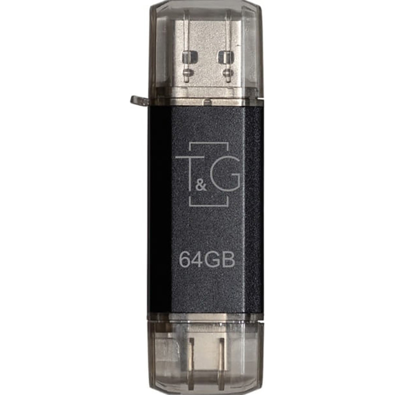 Флэшка 64GB T&G 009 Star Series USB 2.0 Type-C/USB-A Black (TG009TC-64GBK)