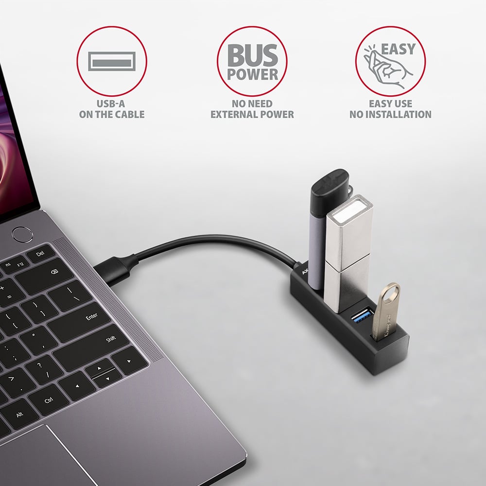 USB-хаб AXAGON 4-Port SuperSpeed USB-A Mini Hub 20cm