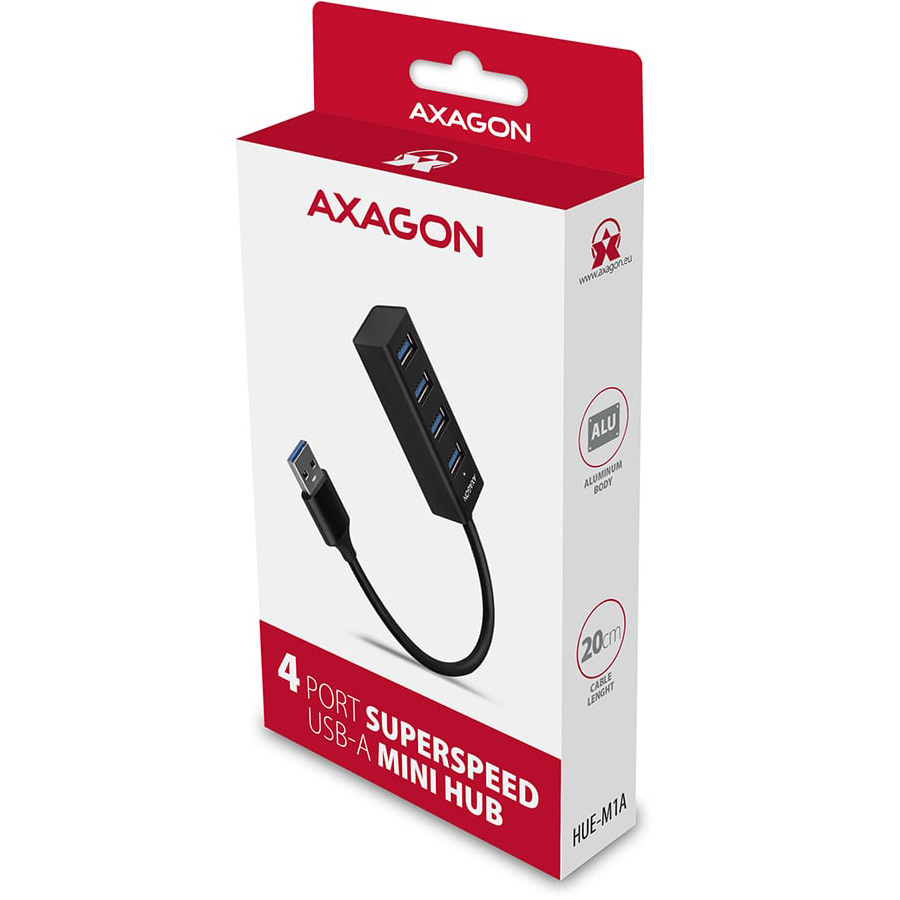 USB-хаб AXAGON 4-Port SuperSpeed USB-A Mini Hub 20cm