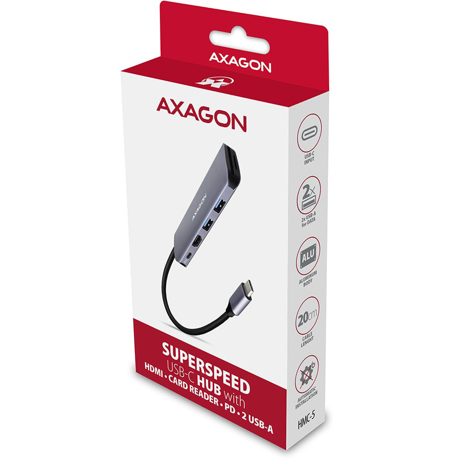 Порт-реплікатор AXAGON 5-in-1 SuperSpeed USB-C Combo Hub