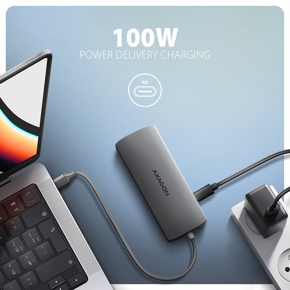 Порт-реплікатор AXAGON 9-in-1 SuperSpeed USB-C 5Gbps Hub