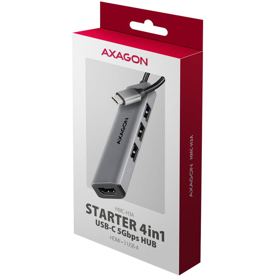 Порт-реплікатор AXAGON 4-in-1 USB-C 5Gbps Starter Hub