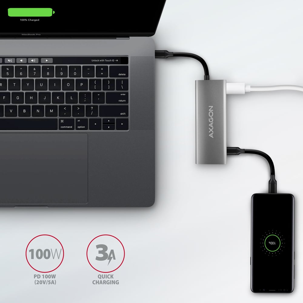 Порт-реплікатор AXAGON 5-in-1 SuperSpeed USB-C 10Gbps Speedster Hub