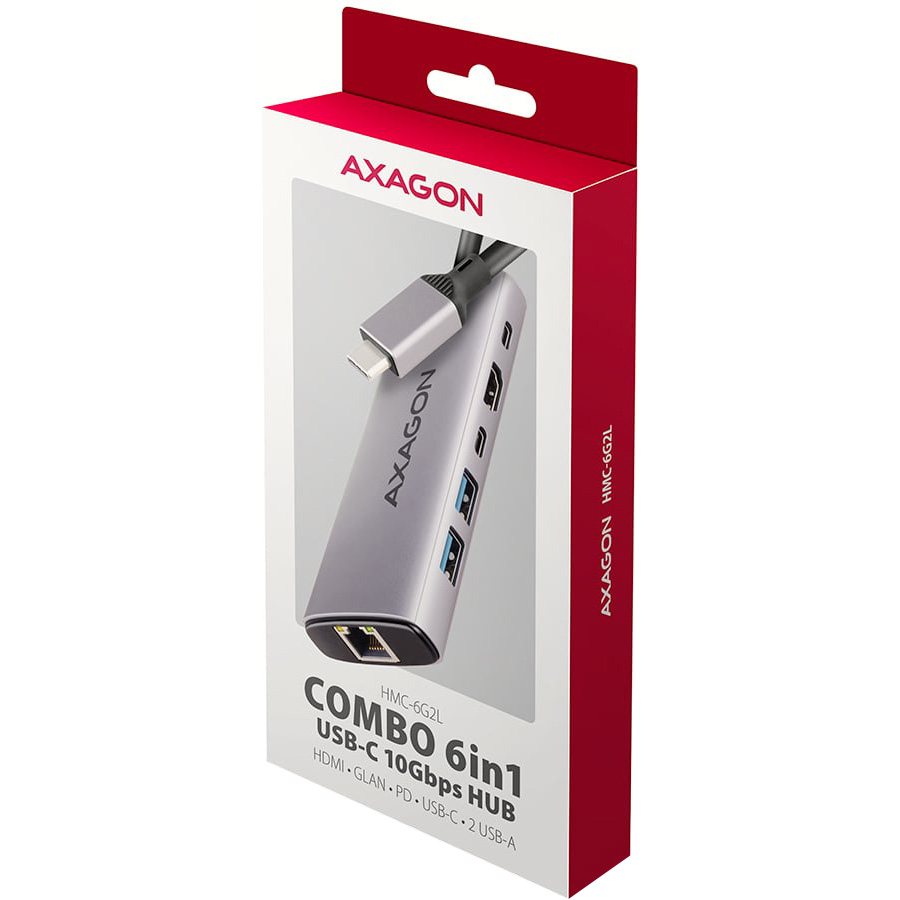 Порт-реплікатор AXAGON 6-in-1 SuperSpeed USB-C 10Gbps Combo Hub