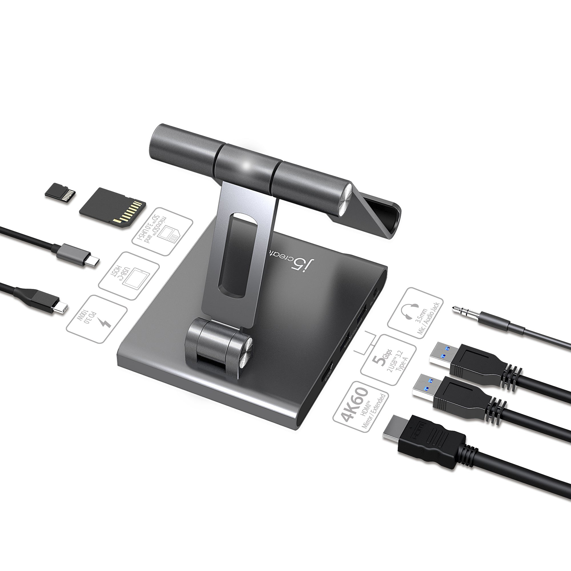 Док-станція для планшета J5CREATE Multi-Angle Stand with Docking Station for iPad Pro (JTS224-N)