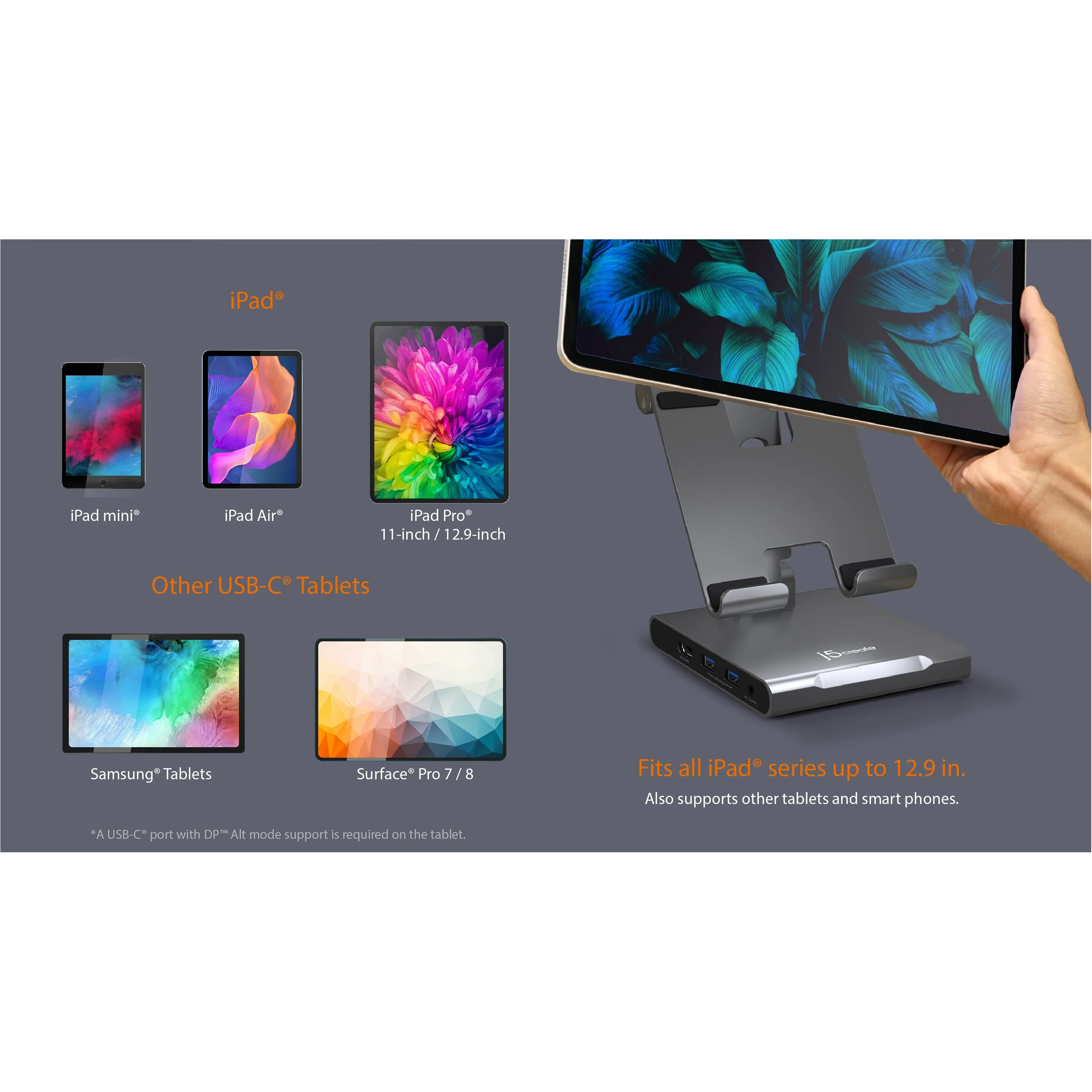 Док-станція для планшета J5CREATE Multi-Angle Stand with Docking Station for iPad Pro (JTS224-N)