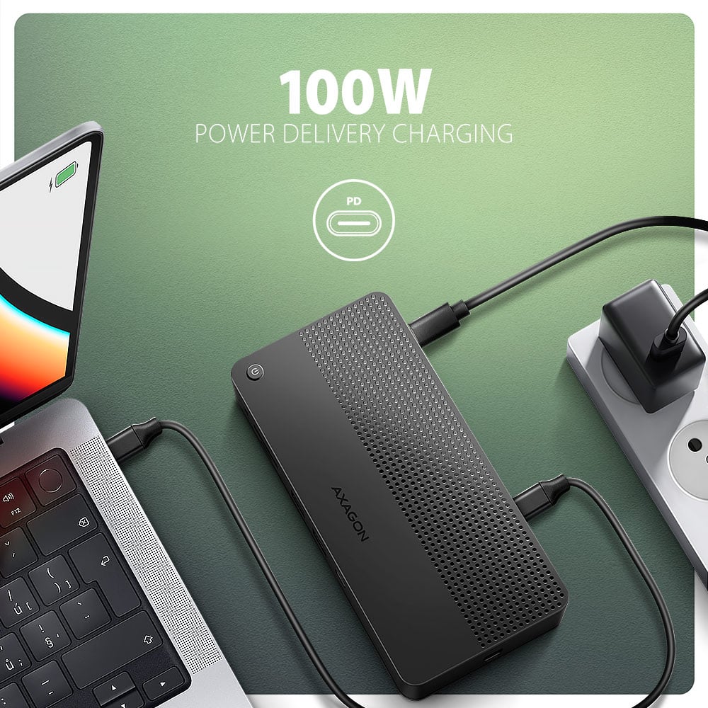 Порт-реплікатор AXAGON 12-in-1 USB4 40Gbps Dual 4K Display Dock