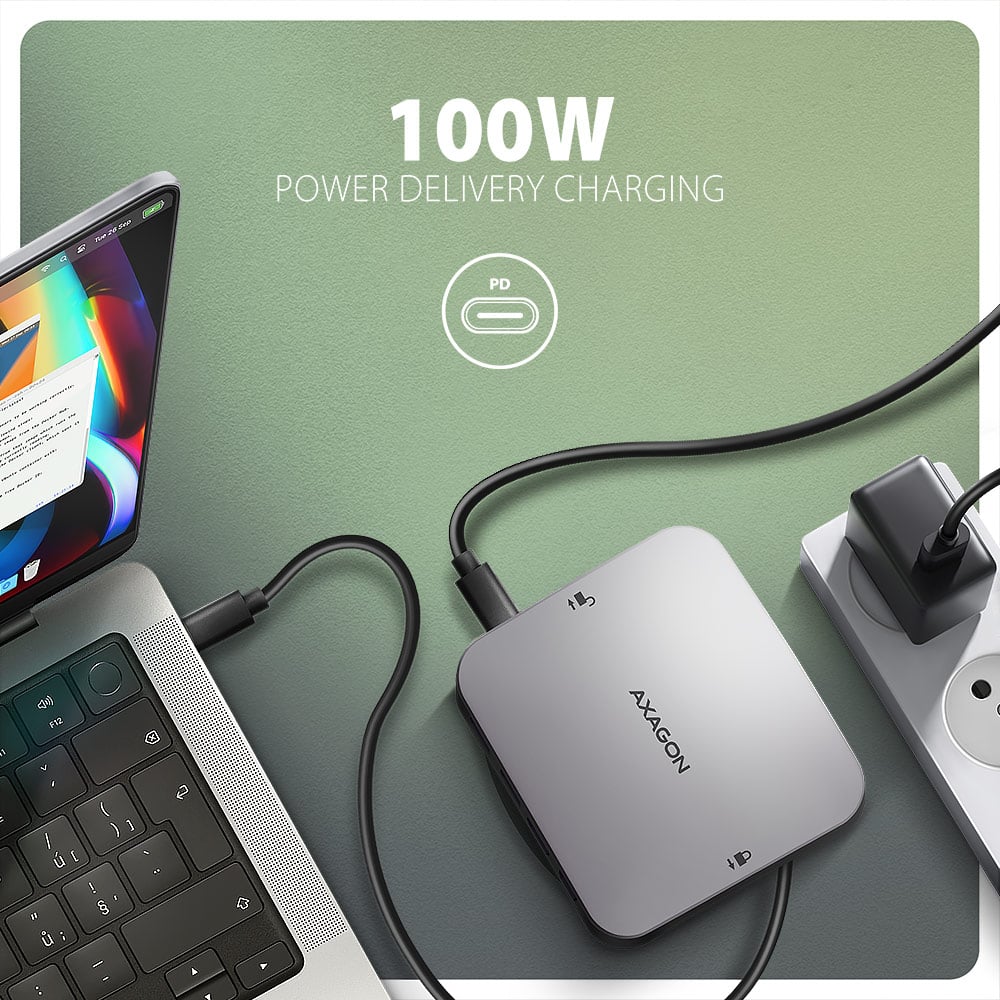 Порт-реплікатор AXAGON 9-in-1 USB-C 10Gbps UFO Hub
