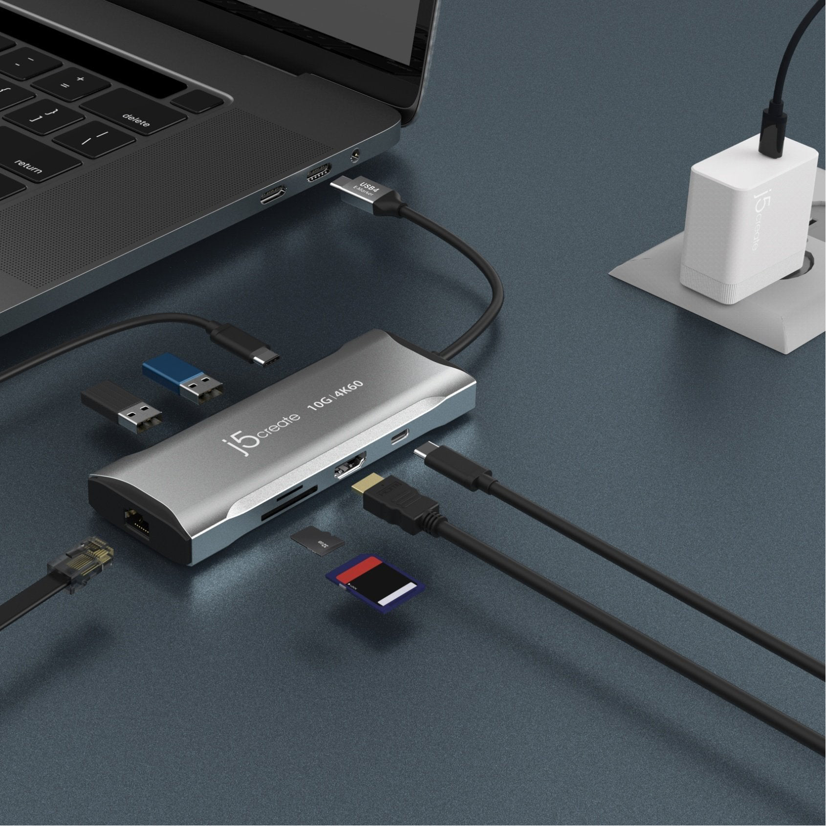 Порт-реплікатор J5CREATE 7-in-1 4K60 Elite USB-C 10Gbps Mini Dock (JCD393-N)