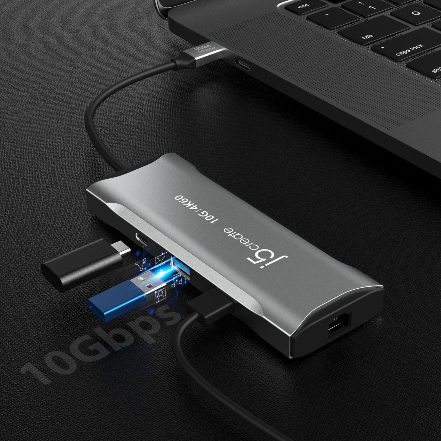 Порт-реплікатор J5CREATE 7-in-1 4K60 Elite USB-C 10Gbps Mini Dock (JCD393-N)