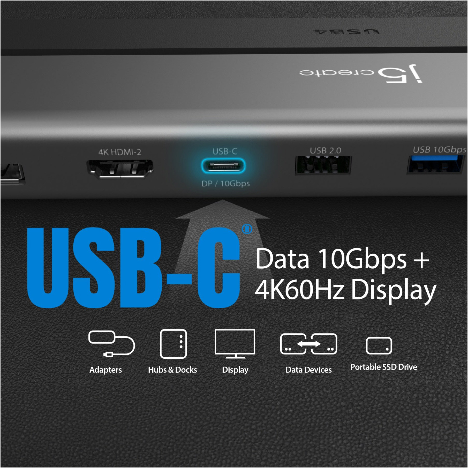 Док-станція J5CREATE 12-in-1 USB4 Triple 4K Display Docking Station (JCD554-N)
