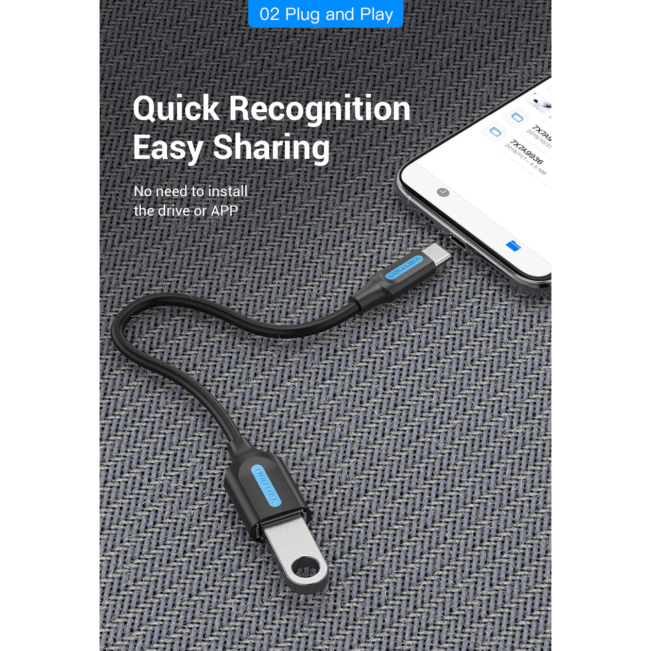 Адаптер VENTION USB 2.0 Type-C - USB AF Black (CCSBB)