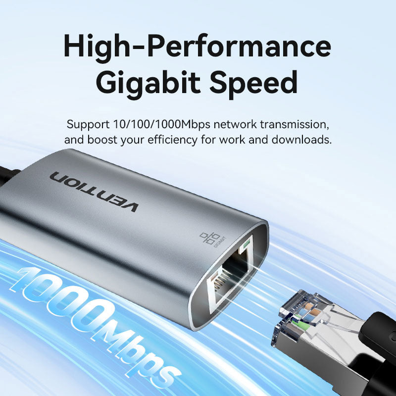 Адаптер VENTION USB Type-C - Ethernet RJ45 1000Mb Gray (CFPHB)