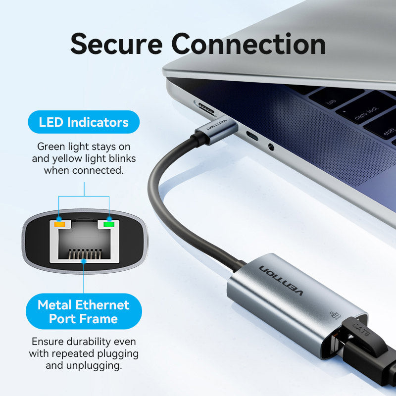 Адаптер VENTION USB Type-C - Ethernet RJ45 1000Mb Gray (CFPHB)