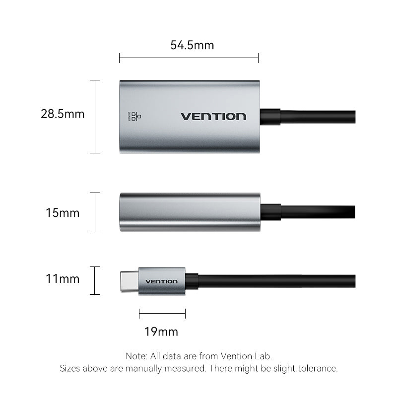 Адаптер VENTION USB Type-C - Ethernet RJ45 1000Mb Gray (CFPHB)