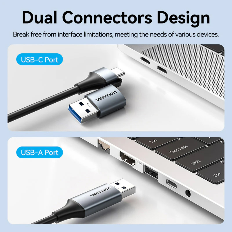 Адаптер VENTION USB Type-C/USB-A - Ethernet RJ45 1000Mb Gray (CFQHB)