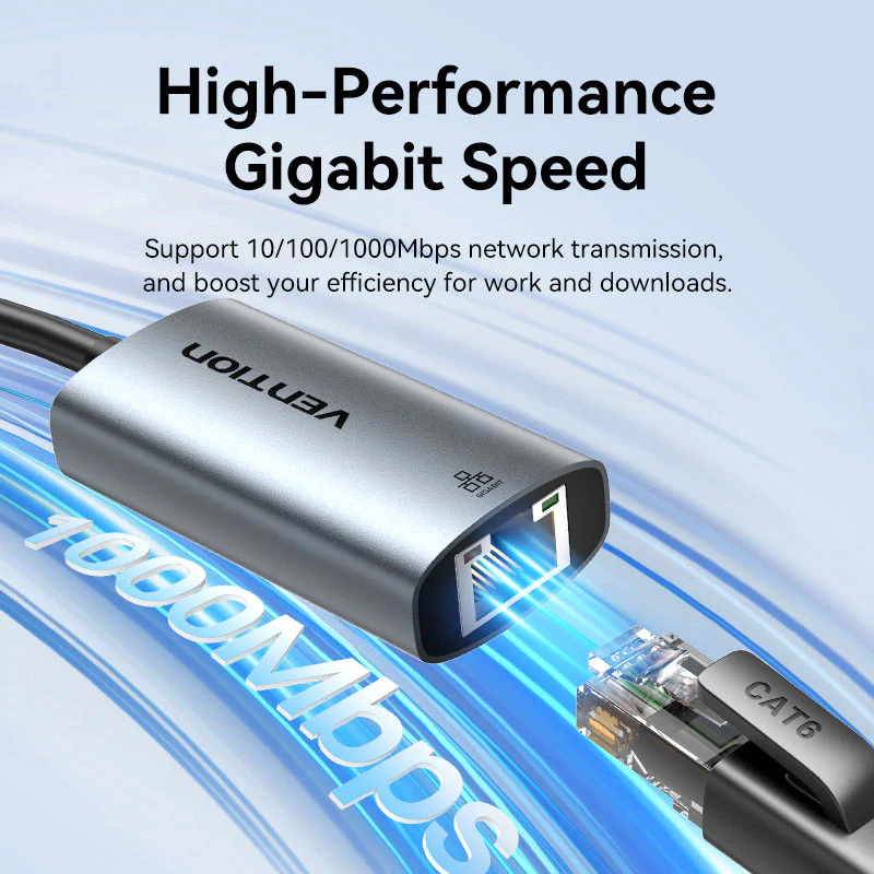 Адаптер VENTION USB Type-C/USB-A - Ethernet RJ45 1000Mb Gray (CFQHB)