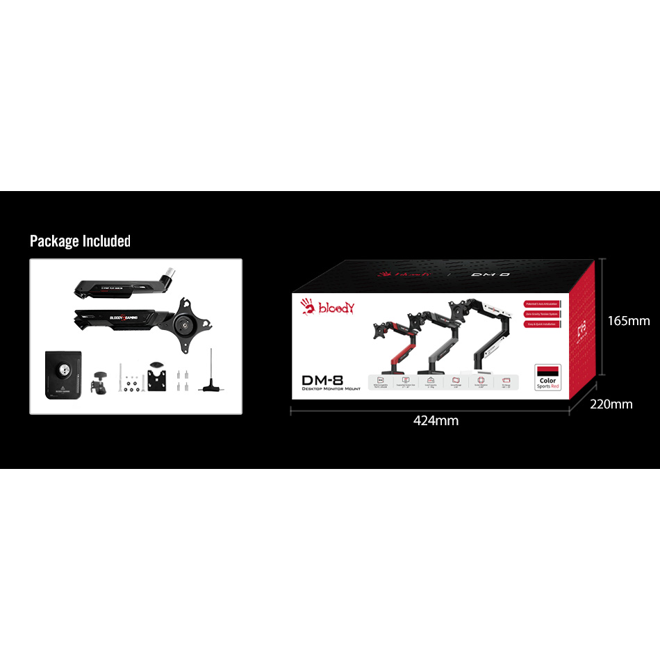 Настольное крепление для монитора A4TECH BLOODY DM-8 Sports Red 17"-39" Black
