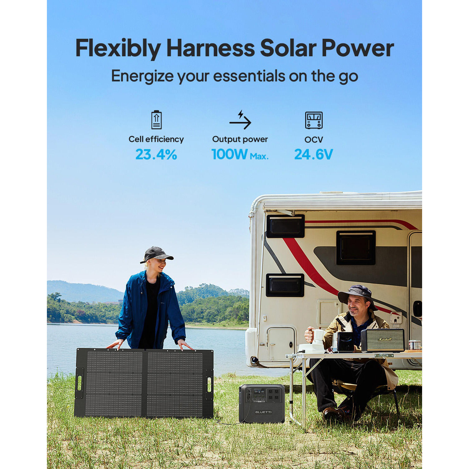 Портативная солнечная панель BLUETTI PV100D 100W