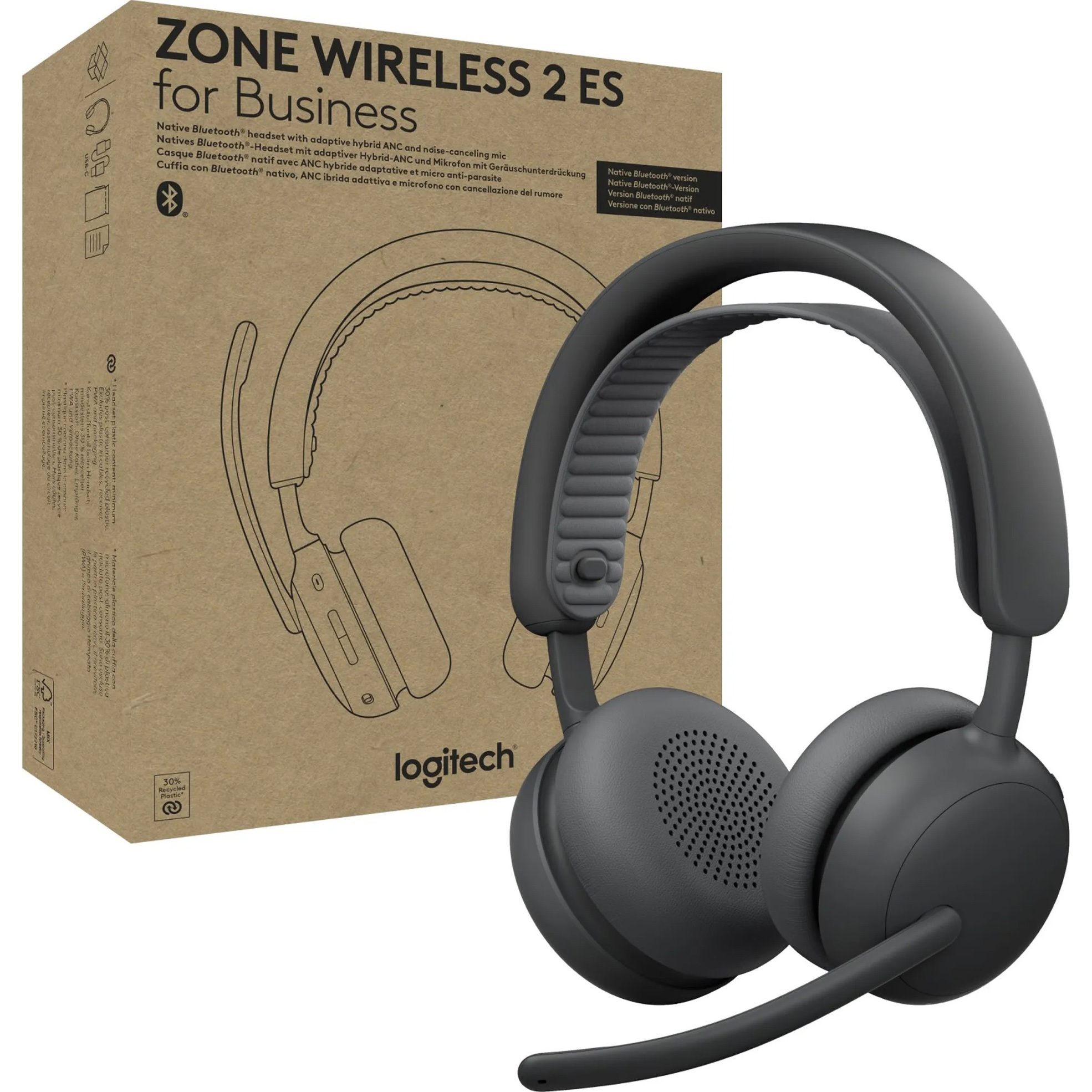 Гарнитура беспроводная LOGITECH Zone Wireless 2 ES Teams Version Bluetooth Graphite (981-001512)