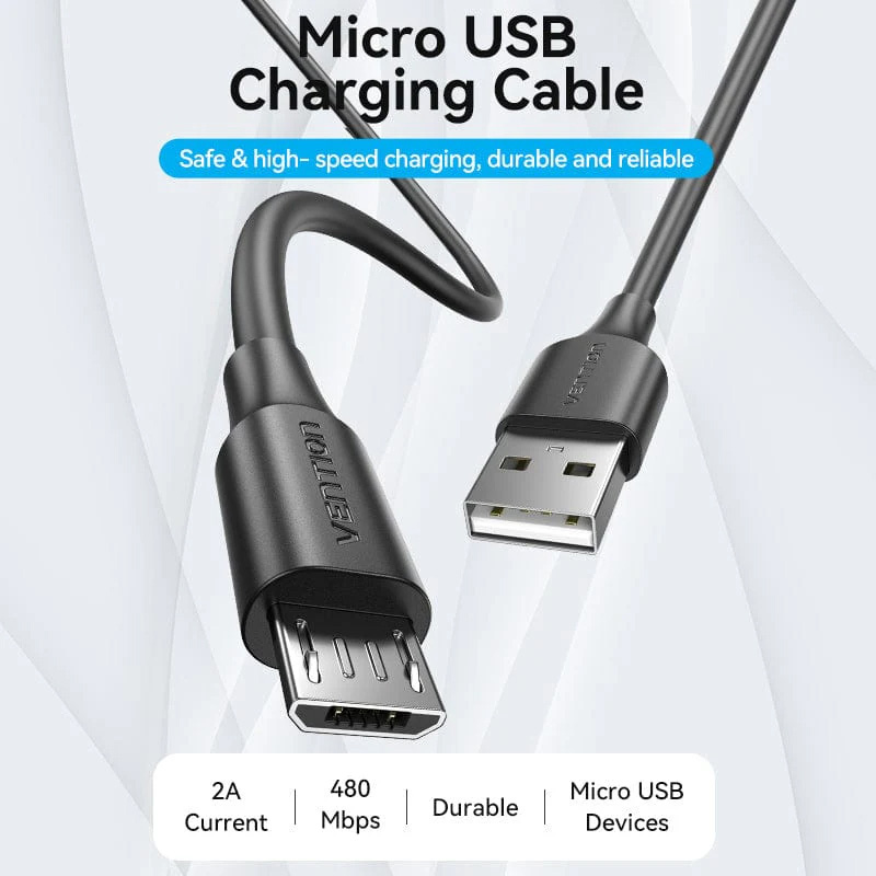 Кабель VENTION USB-A Male to Micro-B Male 2м Black (CTIBH)