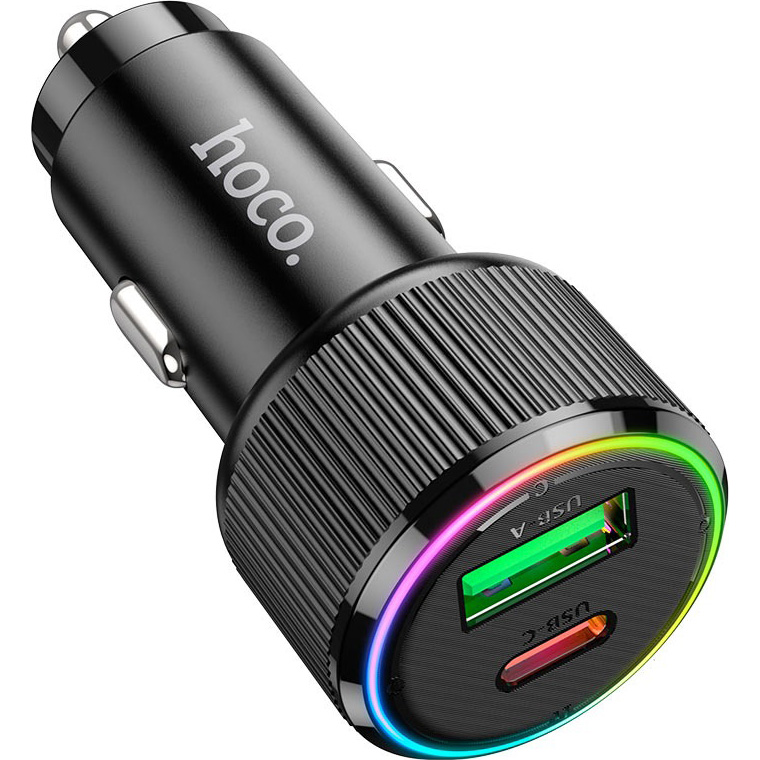 Автомобільний зарядний пристрій HOCO NZ14A Guerrero 1xUSB-C, 1xUSB-A, PD20W, QC3.0 Black (6942007620437)