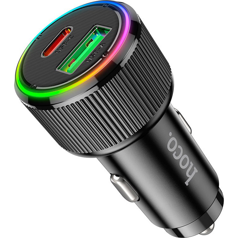 Автомобільний зарядний пристрій HOCO NZ14A Guerrero 1xUSB-C, 1xUSB-A, PD20W, QC3.0 Black (6942007620437)