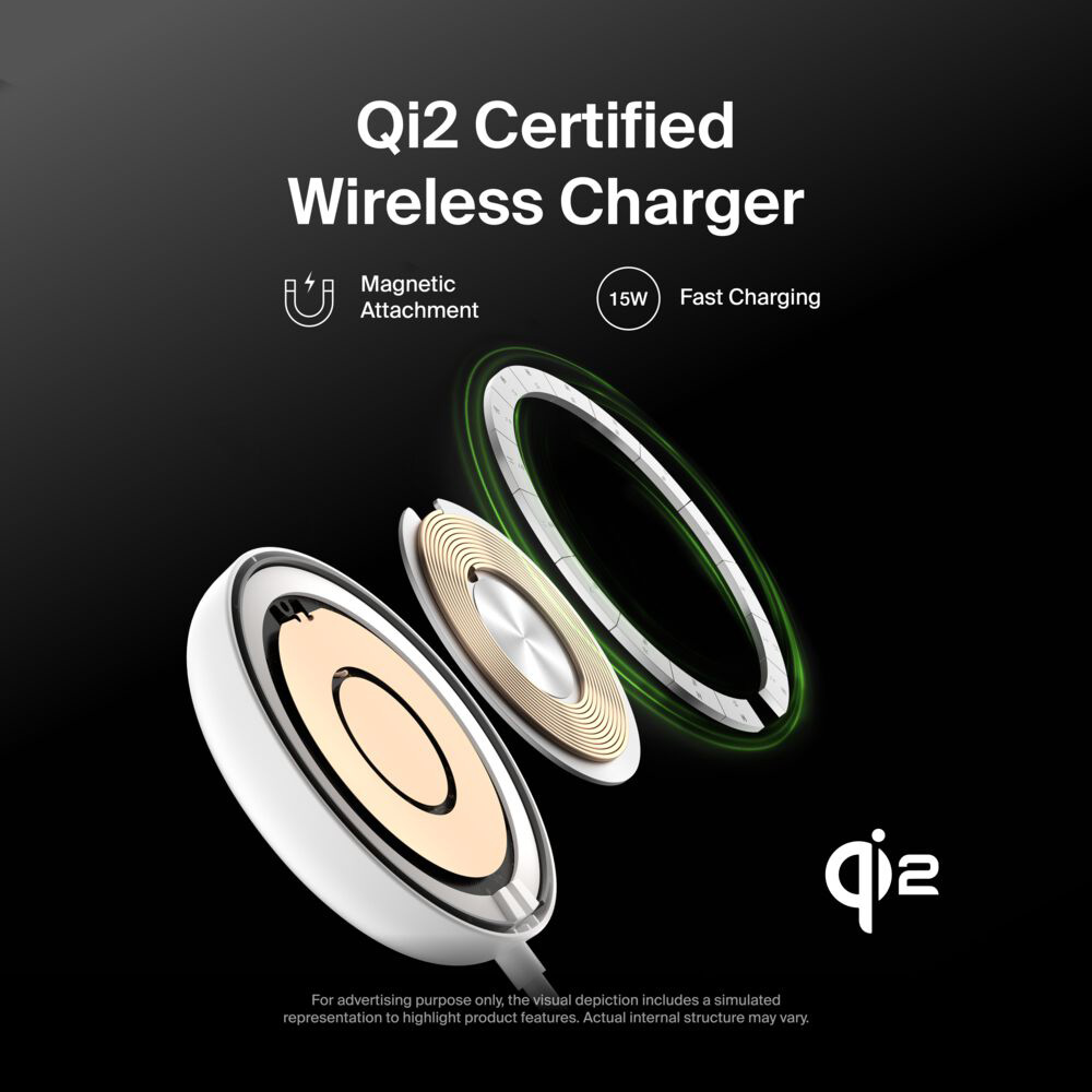 Бездротовий зарядний пристрій BELKIN Boost Up Charge Magnetic Wireless Charging Pad with Qi2 15W White (WIA011HQWH)