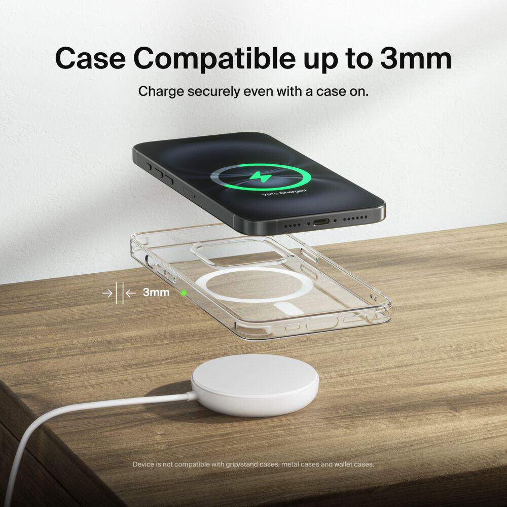 Бездротовий зарядний пристрій BELKIN Boost Up Charge Magnetic Wireless Charging Pad with Qi2 15W White (WIA011HQWH)