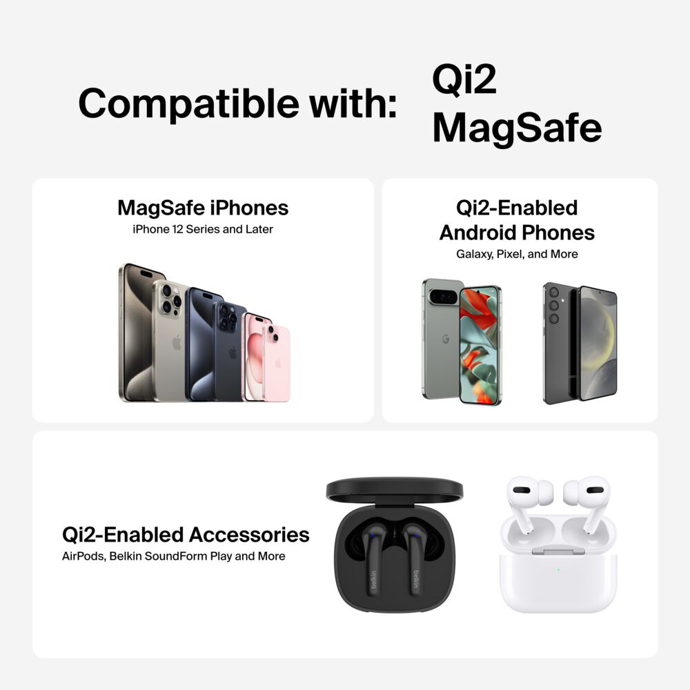 Бездротовий зарядний пристрій BELKIN Boost Up Charge Magnetic Wireless Charging Pad with Qi2 15W White (WIA011HQWH)